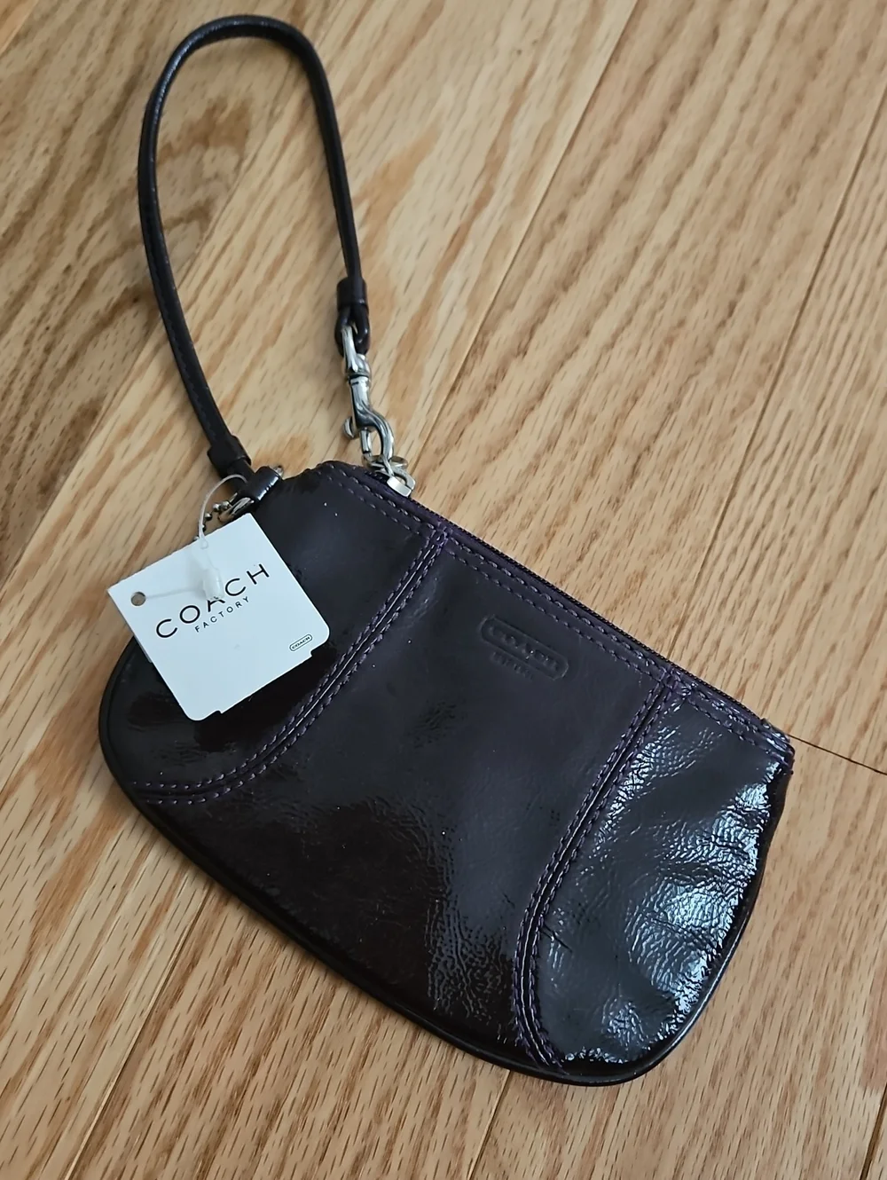Coach Plum Patent Leather Wristlet Clutch